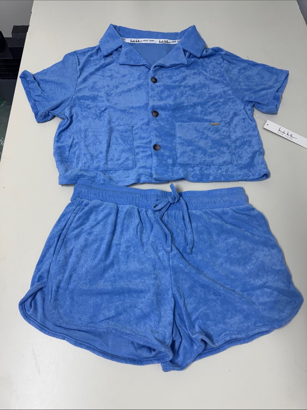Nicole Miller Blue Terry Short Set Coverup